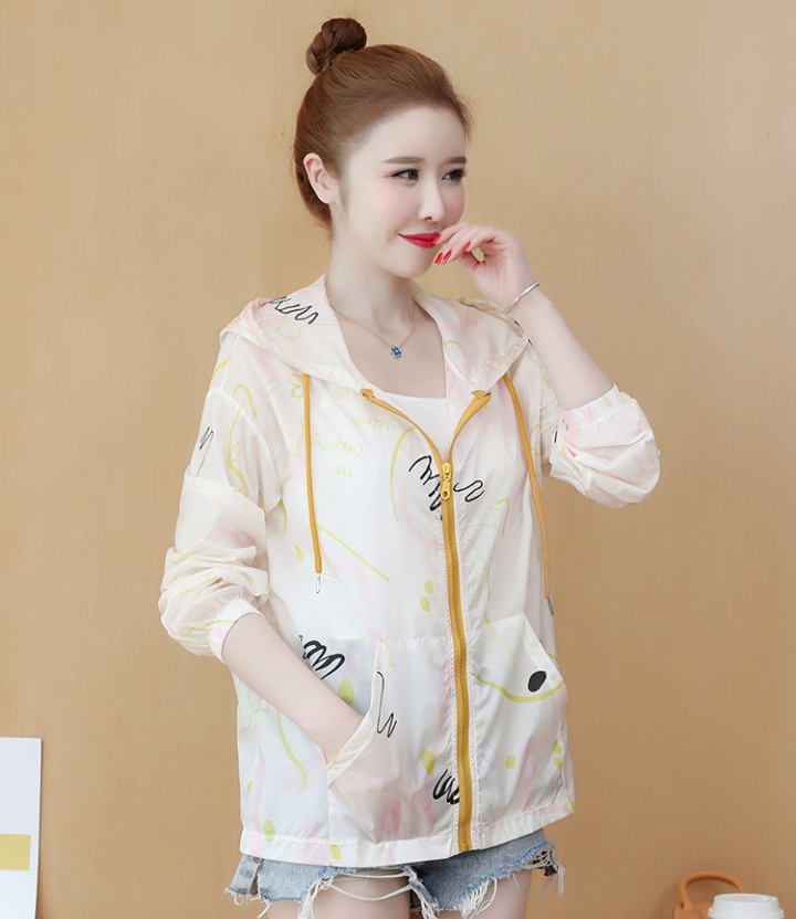 Hooded Korean style sun shirt long sleeve thin coat for women
