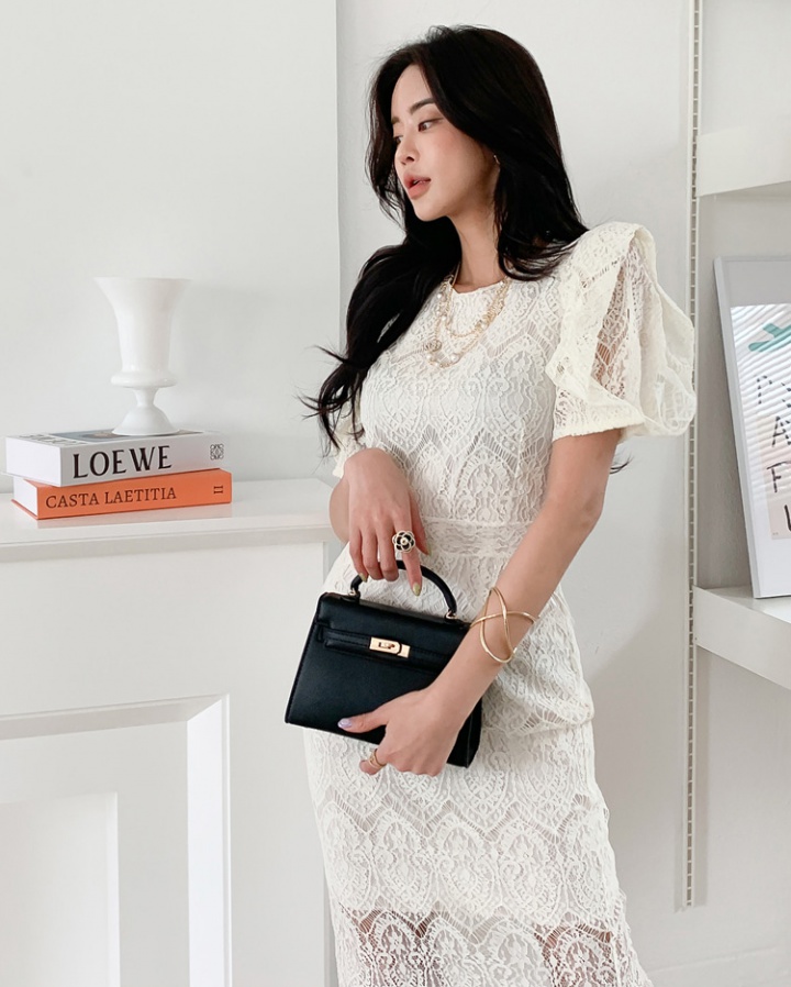 Long summer lace package hip fashion Korean style dress