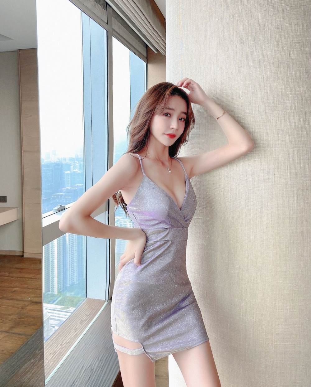 Package hip V-neck sexy tight strap dress