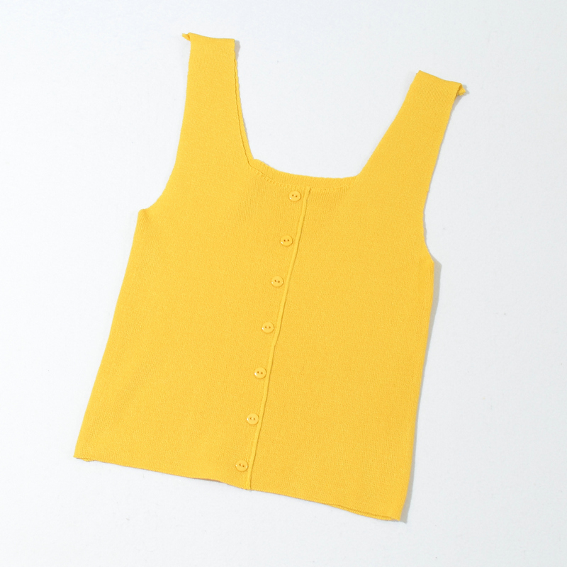Buckle sleeveless vest simple short tops for women