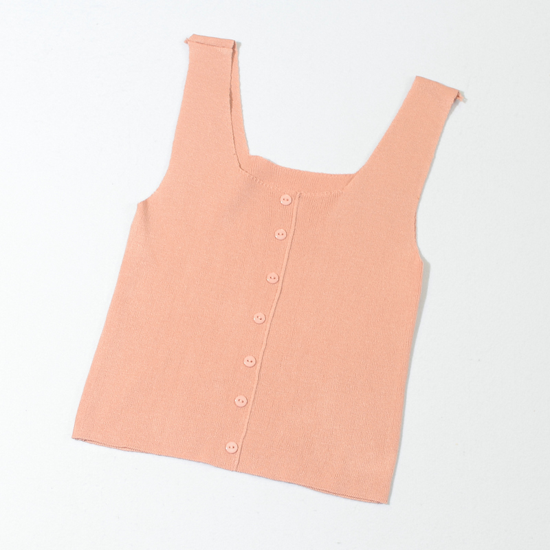 Buckle sleeveless vest simple short tops for women