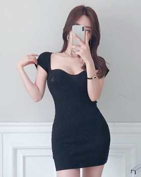 Slim sexy summer square collar Korean style dress