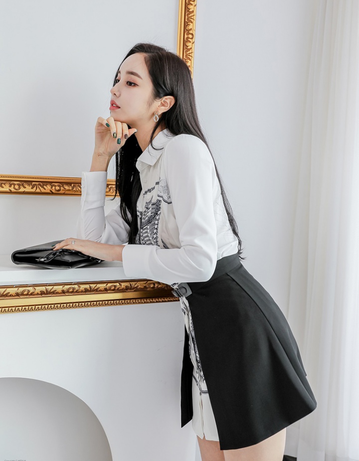 Korean style shirt fashion girdle dress 2pcs set for women