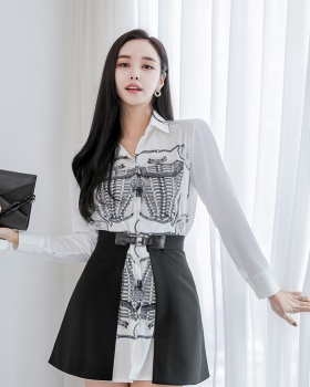 Korean style shirt fashion girdle dress 2pcs set for women