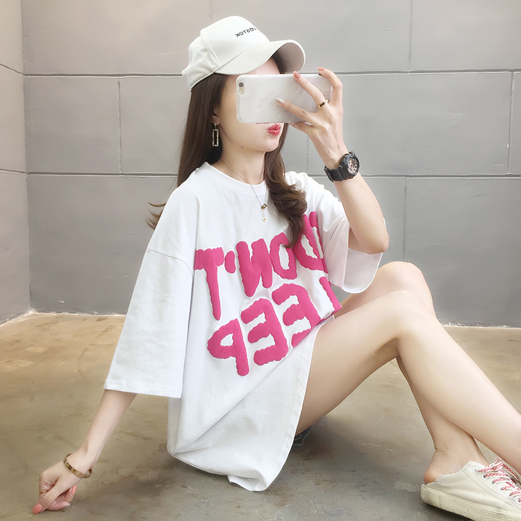 Korean style summer letters fat T-shirt for women
