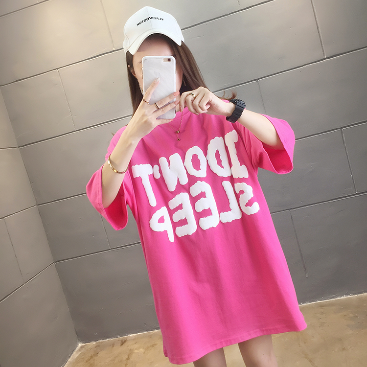 Korean style summer letters fat T-shirt for women