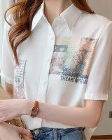 Printing summer shirt short sleeve retro tops for women