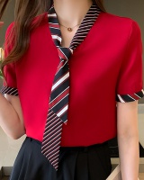Loose short sleeve tops chiffon shirt for women