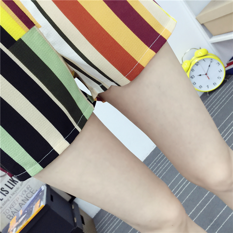 Refreshing chiffon stripe shorts 2pcs set for women