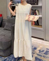 Fold Japanese style dress frenum exceed knee long dress