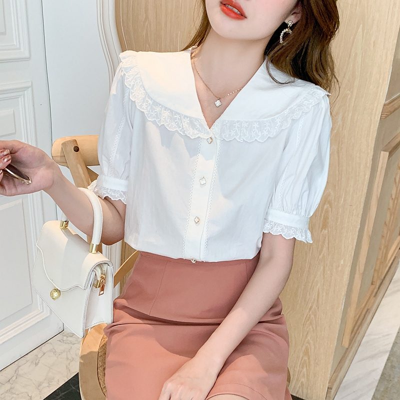 France style clavicle chiffon shirt for women