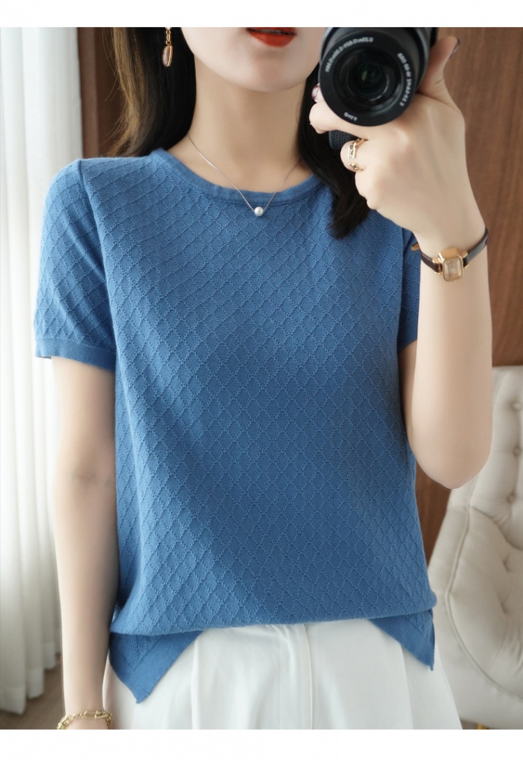 Large yard knitted tops short sleeve flax T-shirt