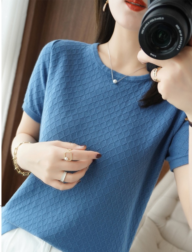 Large yard knitted tops short sleeve flax T-shirt