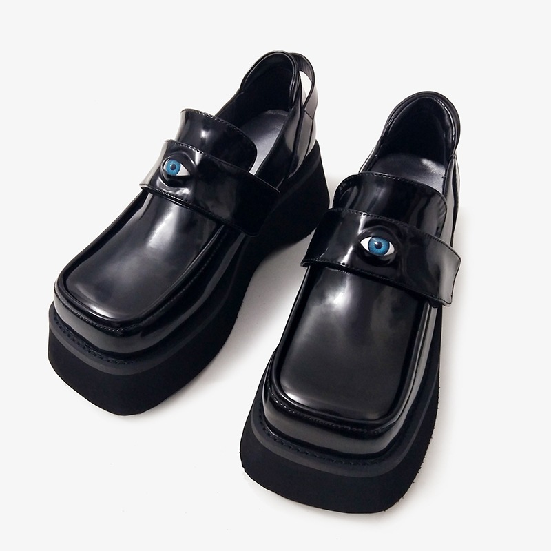 Square head British style shoes trifle loafers for women