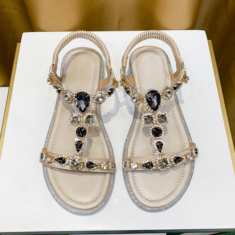 Rhinestone lady rome flat fashion summer slipsole sandals