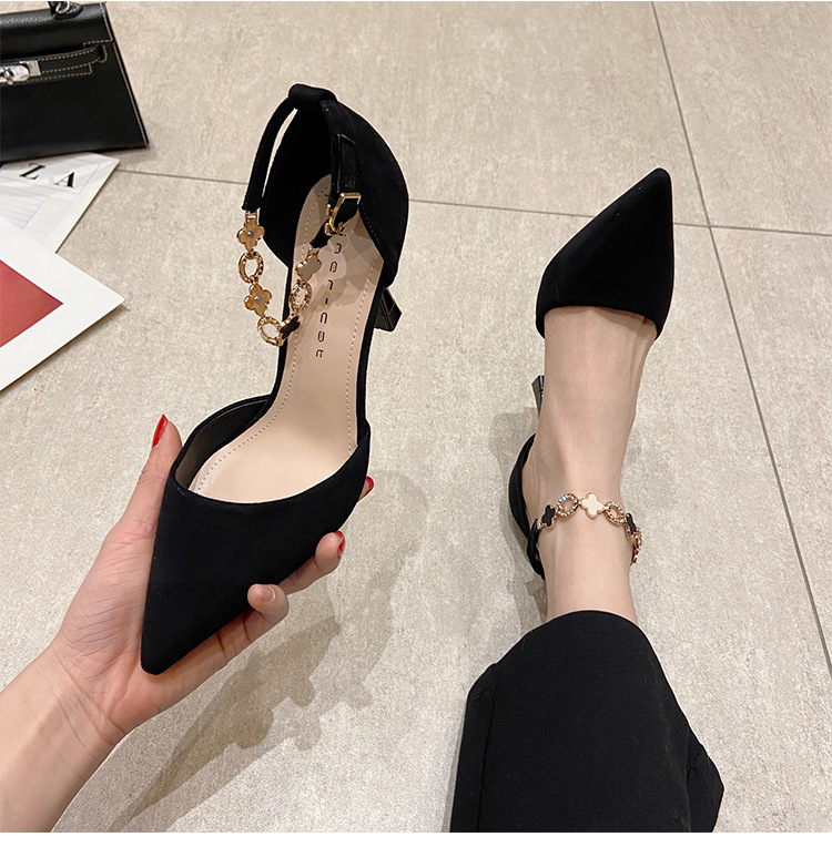 All-match pointed high-heeled shoes maiden fine-root shoes