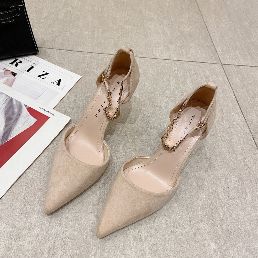 All-match pointed high-heeled shoes maiden fine-root shoes