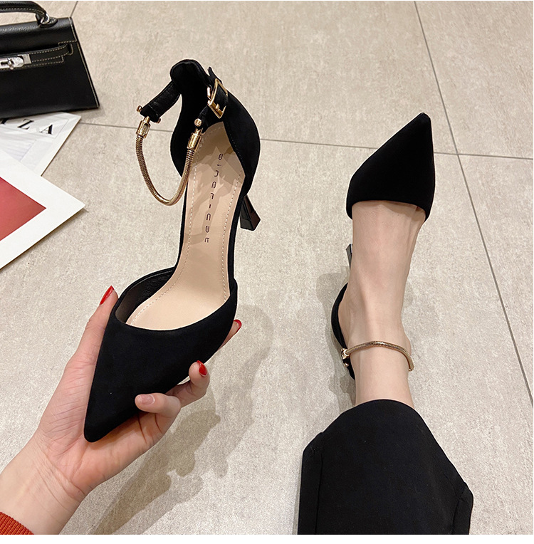 Low fine-root high-heeled shoes black shoes for women