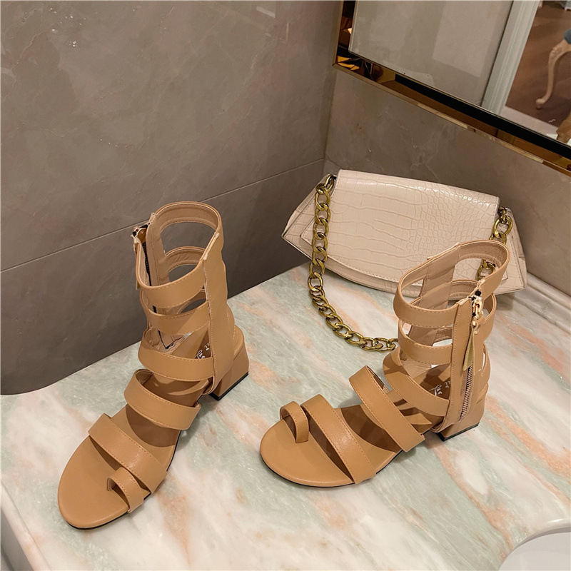 Middle-heel hollow round spring and summer sexy sandals for women