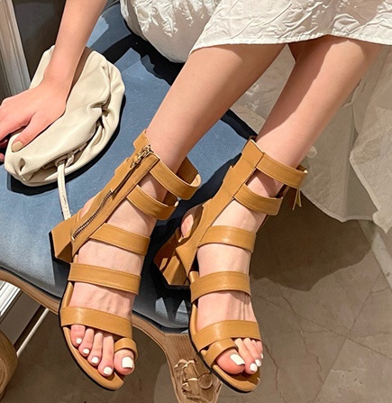 Middle-heel hollow round spring and summer sexy sandals for women