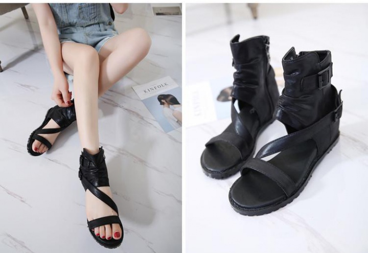 Slipsole hasp summer boots open toe flattie for women