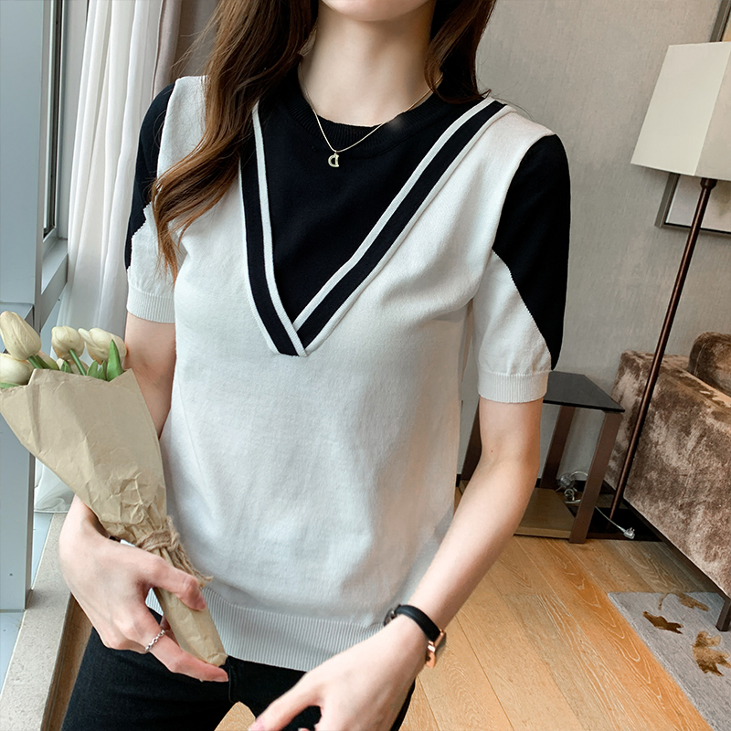 Round neck slim sweater Cover belly tops for women