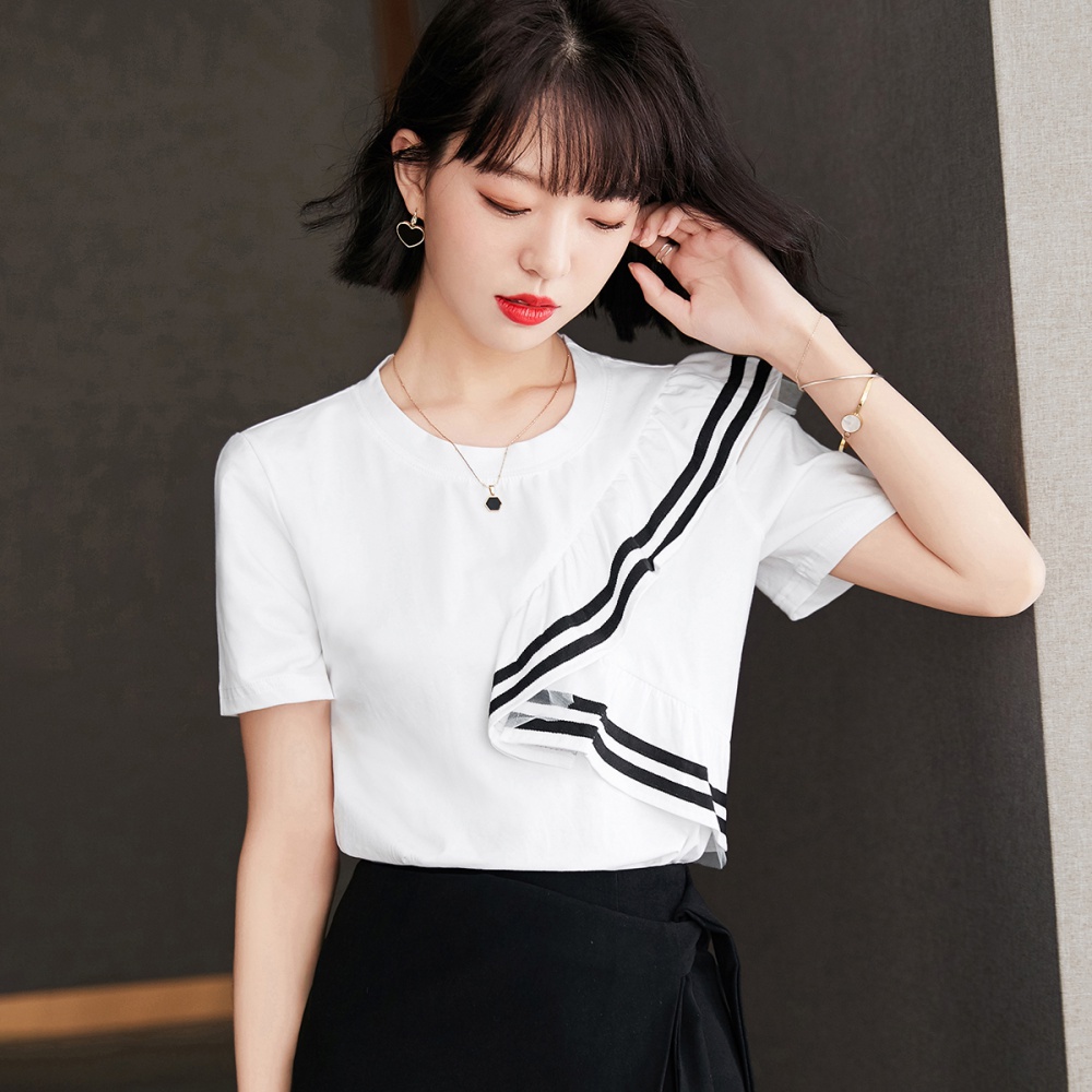 Strapless white minority T-shirt summer Korean style tops