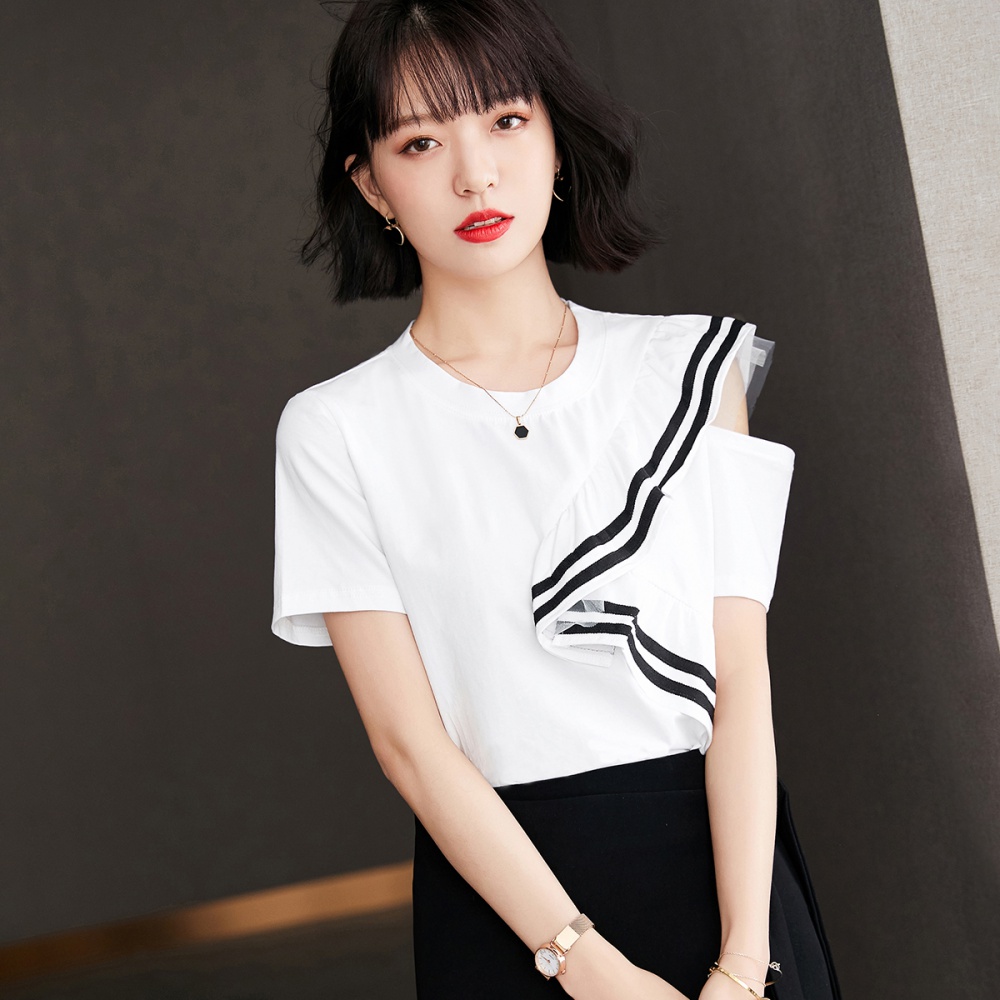 Strapless white minority T-shirt summer Korean style tops