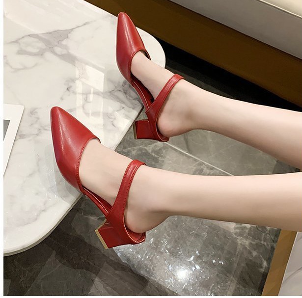 Middle-heel Korean style candy colors slippers for women