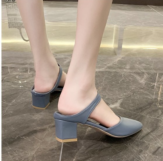 Middle-heel Korean style candy colors slippers for women