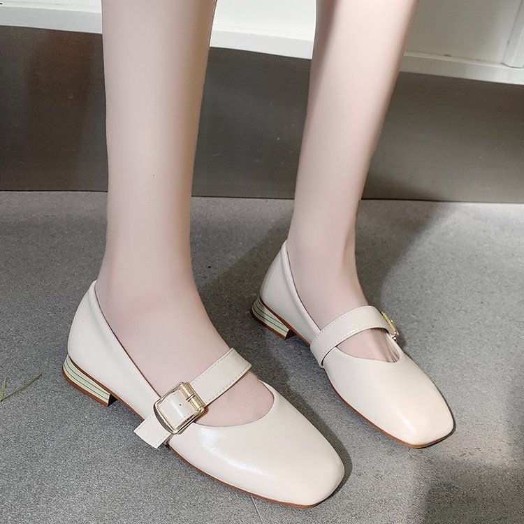 Spring college style flattie square head shoes for women