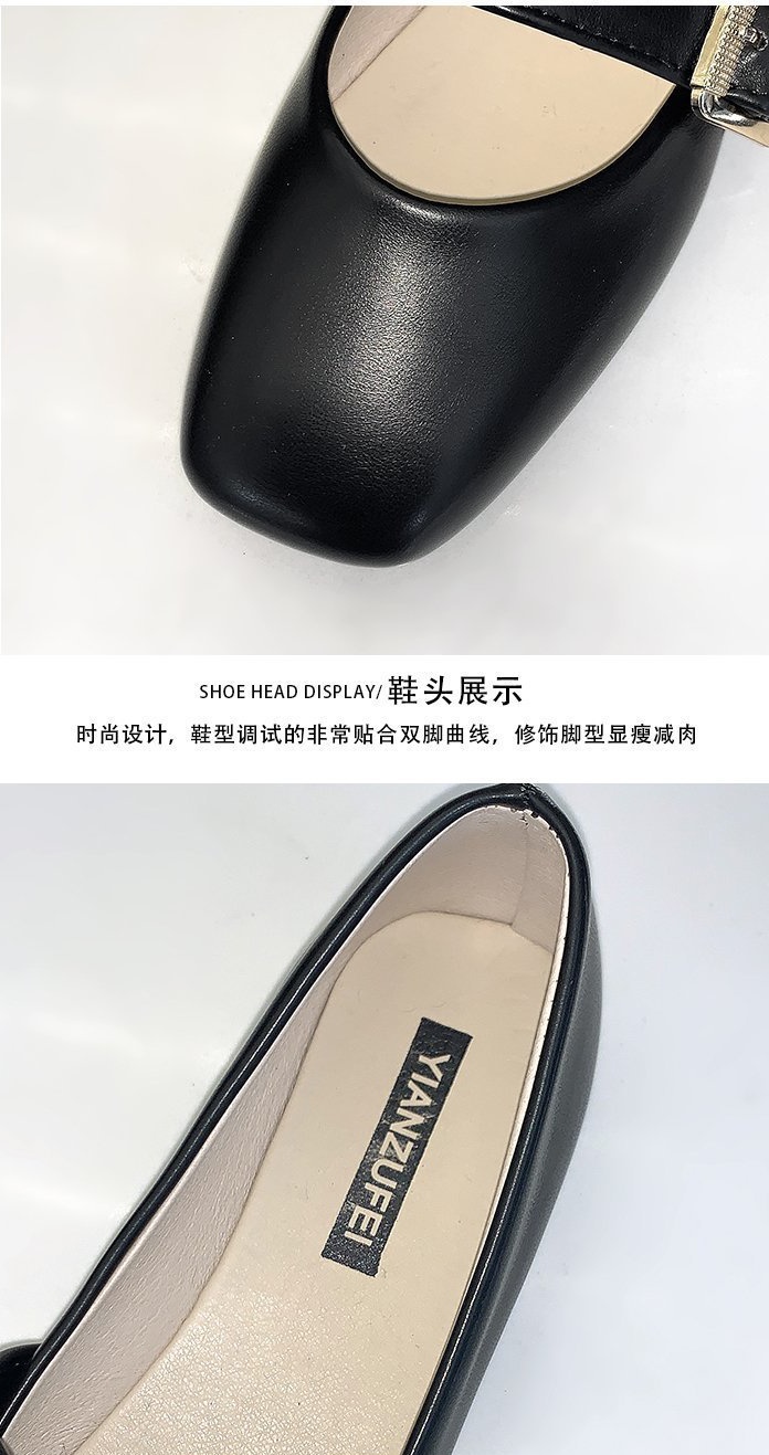 Spring college style flattie square head shoes for women