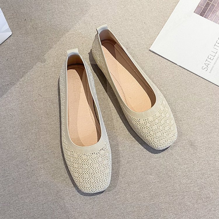 Square head summer peas shoes low Korean style shoes for women