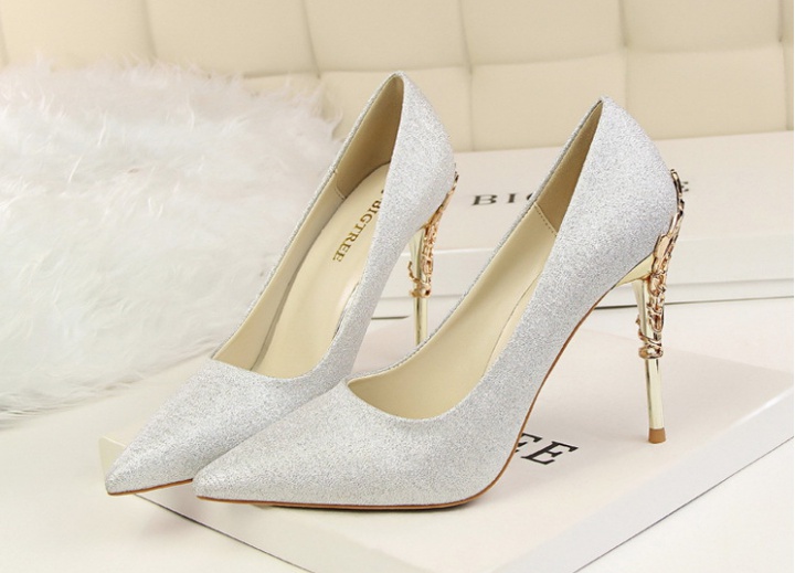 Korean style low wedding shoes metal sexy shoes for women