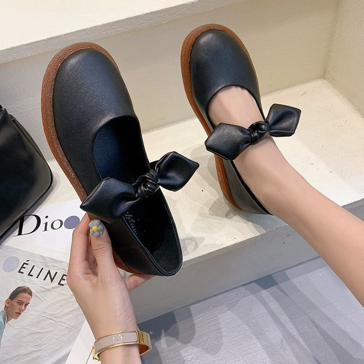 Bow Korean style shoes summer low flattie for women
