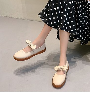 Bow Korean style shoes summer low flattie for women