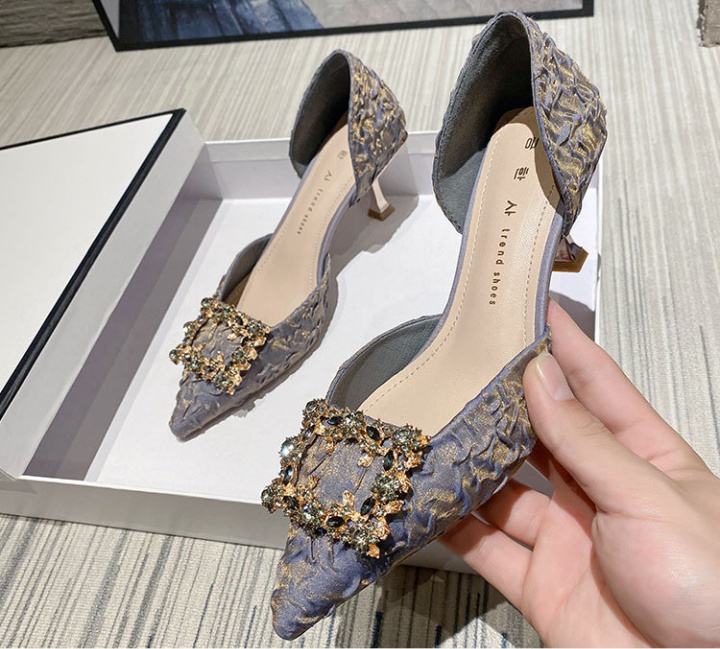 Low sexy shoes rhinestone high-heeled shoes for women