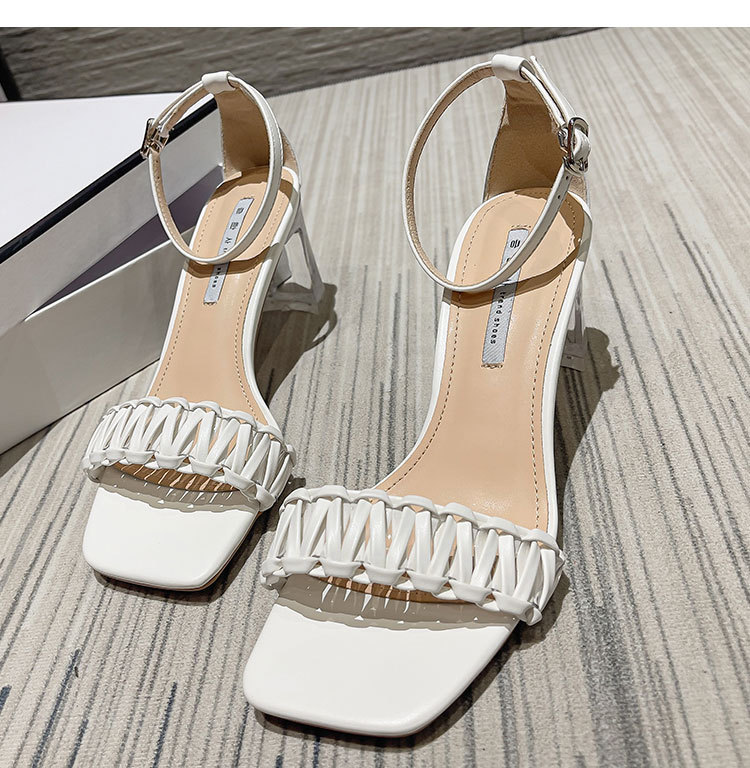 Casual middle-heel shoes weave sandals for women