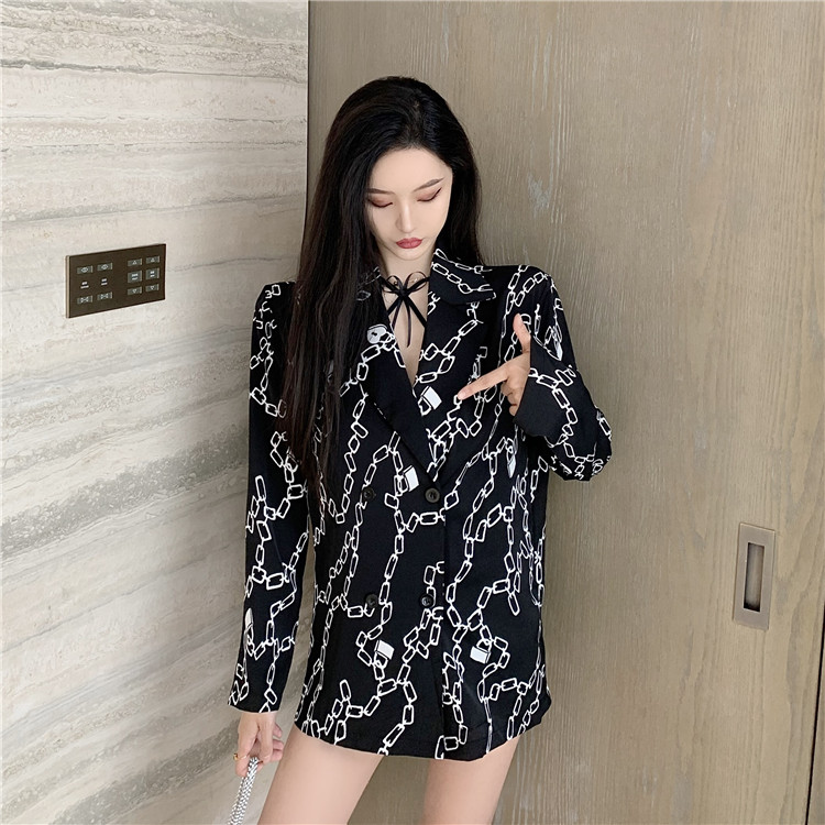 Long sleeve chain shirt printing Casual business suit