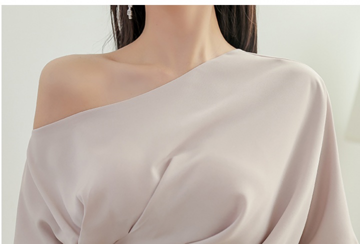 Package hip summer oblique collar dress sexy shoulder cloak