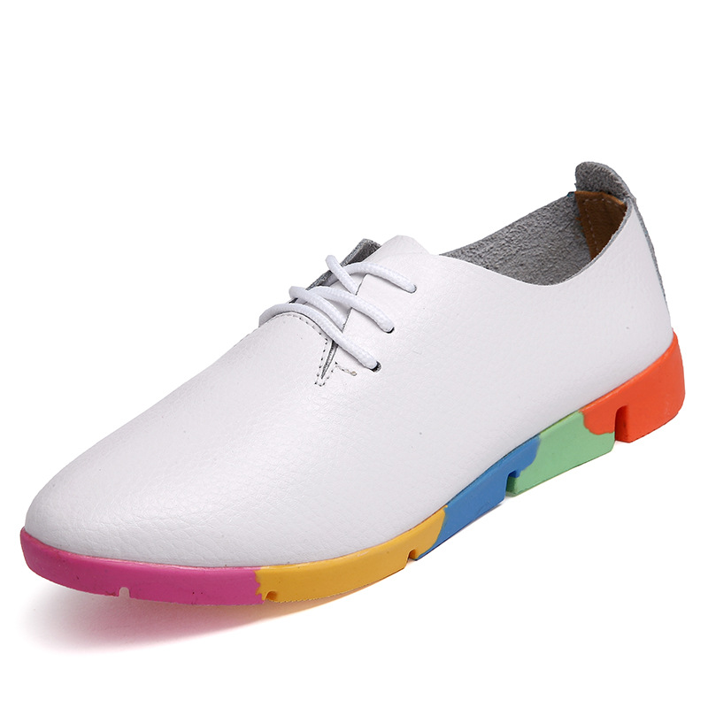 Cowhide Casual nurse pointed shoes for women