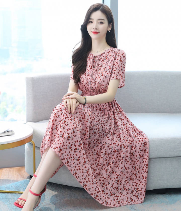 Exceed knee large yard floral chiffon dress for women
