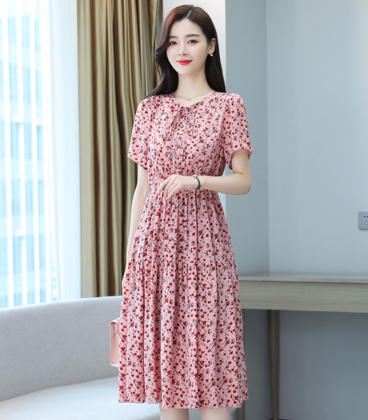 Exceed knee large yard floral chiffon dress for women