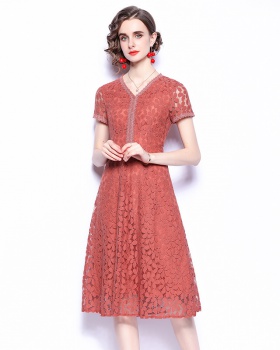 Lace short sleeve summer dress
