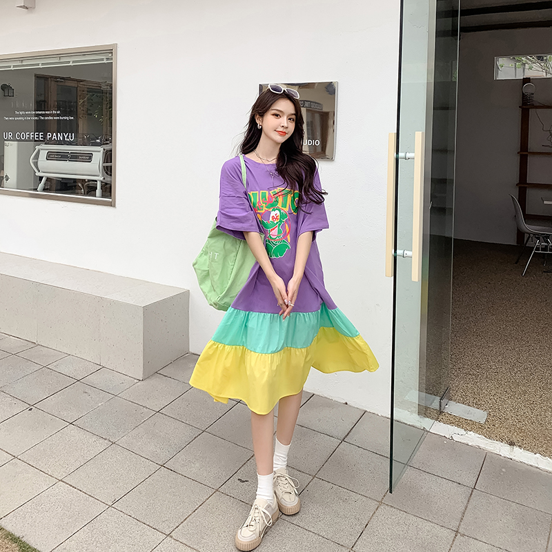 Fashion Korean style T-shirt big skirt dress for women