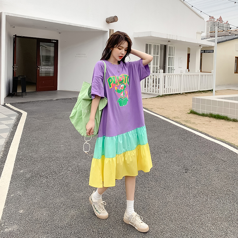 Fashion Korean style T-shirt big skirt dress for women