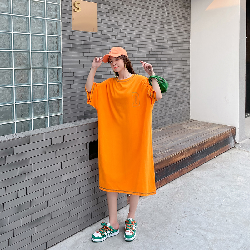 Long Korean style simple skirt fat fashion T-shirt