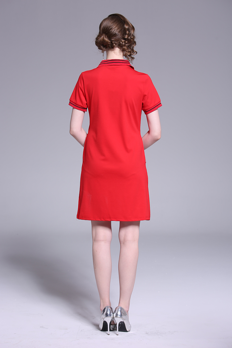 Beading all-match T-shirt embroidery dress for women