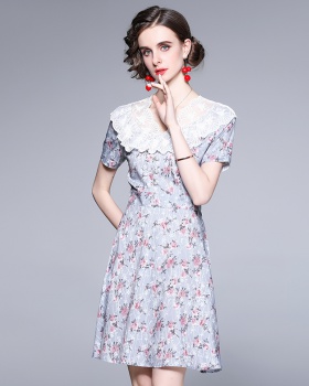 Lace France style summer doll collar floral dress