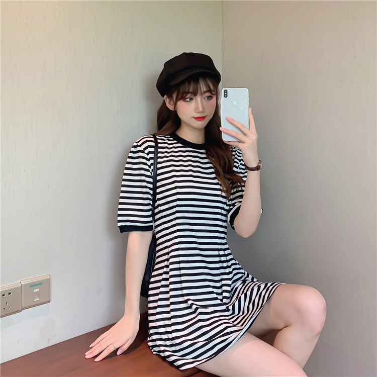 Slim summer stripe T-shirt Korean style refreshing dress